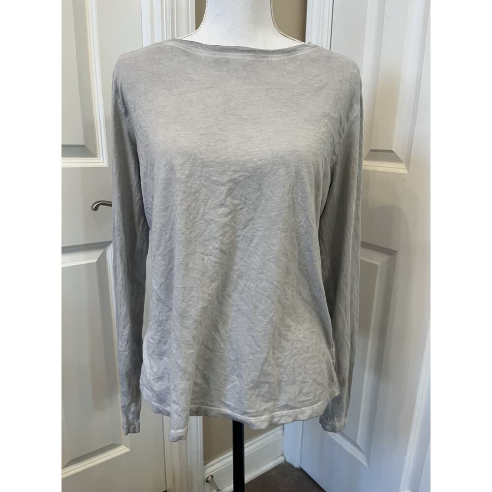 Cloth & Stone M Twisted Open Back Light Washed Gray Long Sleeve Lightweight Top